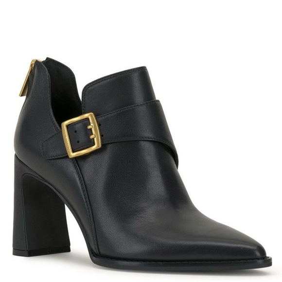 Vince Camuto Shoes - Vince Camuto Black Ankle Boots with Gold Buckle